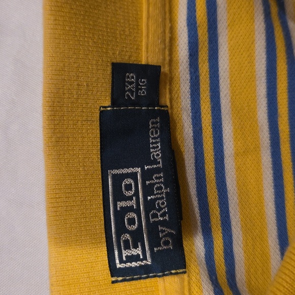 Polo Ralph Lauren Men's Yellow and Blue Striped Polo Shirt Short Sleeve 2XB Big - Picture 3 of 8